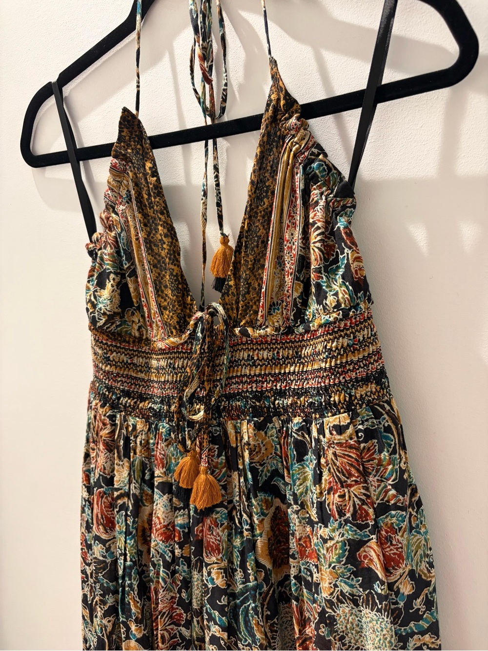 Free People Real Love Printed Halter Maxi Dress Cotton Dress Sz M - Picture 6 of 8